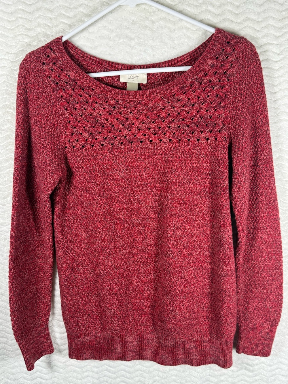 LOFT Marled Berry Scoop Neck Knit Sweater 100% cotton. 🧡